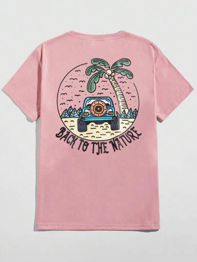 Shakeurbrain T-shirt graphique tropical en coton avec lettrage, scolaire pour hommes