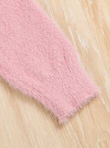 SHEIN Young Girl Solid Single Button Cardigan - Pink - View 5