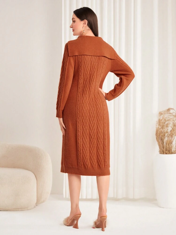 Solid Sailor Collar Sweater Dress Fall Cloth For Women
