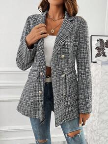 SHEIN Privé 女士呢子 - 黑與白 - 查看 3