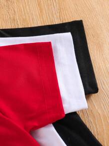 SHEIN Young Boy 3pcs Solid Round Neck Tee, School, Campus, College - Multicolor - View 4