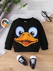 Đứa bé trai Đồ họa Hoạt hình Áo nỉ - màu đen - Xem 1