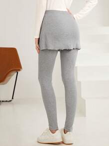 Mulvari High Waist Wrap Hem 2 In 1 Leggings - Grey - View 2