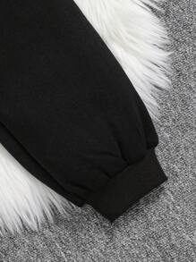 SHEIN 女大童字母貼布加絨內裏衛褲 - 西瓜粉 - 查看 4