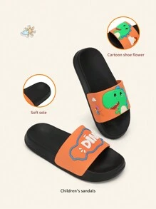 Pantuflas con estampado de dibujos animados de uso dual interior/exterior para niños - Negro - Ver 3