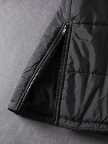 SHEIN Franclia Plus Zip Up Hooded Vest Padded Padded Coat Clothes Winter - Black - View 3