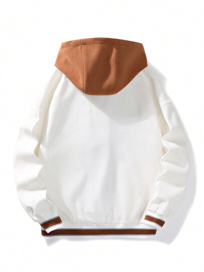 Plus Size Men's Lightweight Jacket, Hooded Casual Outerwear For Spring And Autumn