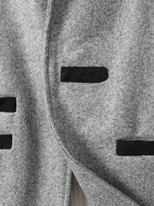 男士1入組麋鹿刺繡拼接邊粗花呢花呢外套 - 灰色 - 查看 3