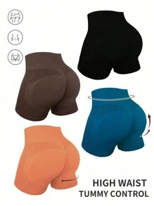 Easithlete 4入組寬腰無縫運動短褲毛衣褲 - 彩色 - 查看 1