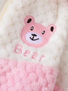 Baby Girl Two Tone Cartoon Embroidery Zip Up Jacket - Multicolor - View 7