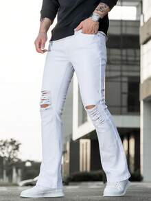 Manfinity LEGND Men's Ripped Jeans - White - View 7