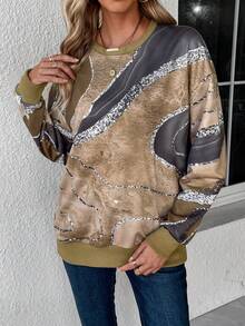 EMERY ROSE 圖案印花落肩袖運動衫 - 彩色 - 查看 4