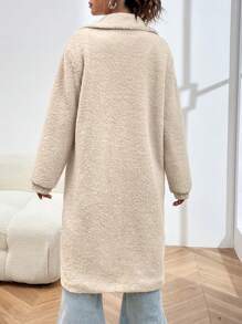 SHEIN EZwear Dual Pocket Drop Shoulder Fleece Coat