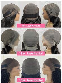 Onda suelta de encaje transparente 4 x 4 13 x 4 Pelucas frontales de encaje 150%/180% Densidad 12-28 pulgadas Color negro natural Pre-arrancado Línea de cabello natural Cierre de encaje Cabello humano Pelucas largas de alta calidad para mujeres