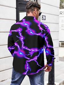 Manfinity LEGND Hombres talla grande Camisa con estampado de rayo - Multicolor - Ver 4