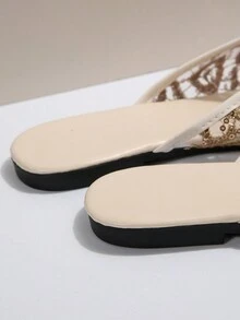 Women's Sequin Embellished Flats - Gold - View 6