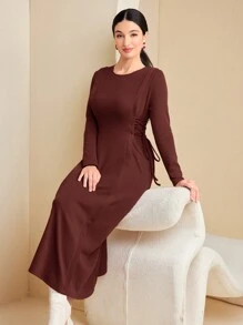 Mulvari Solid Knot Side A-line Dress