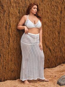 SHEIN VCAY 大尺碼襯衫兩件套 - 白色 - 查看 7