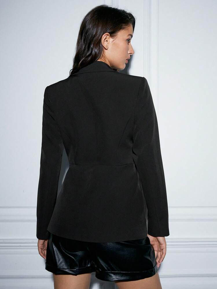 Lapel Neck Ruched Detail Blazer