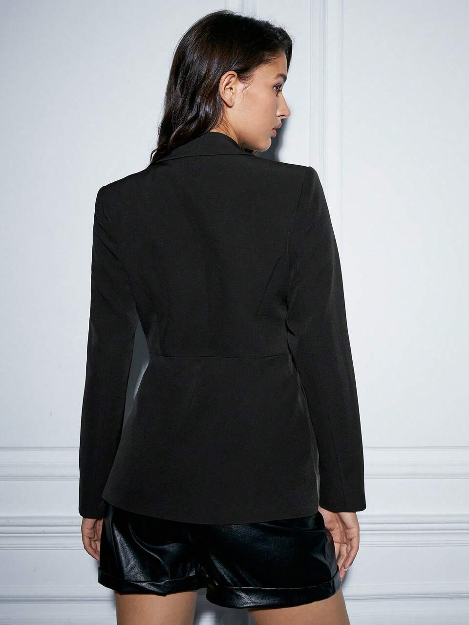Lapel Neck Ruched Detail Blazer