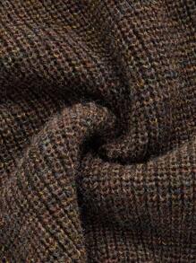 SHEIN ICON Gấp lại Off Shoulder Tay áo loe Áo len Crop - Cà phê nâu - Xem 4