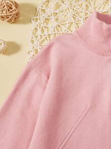 SHEIN Tween Girls' Zipper Half Placket Sweater Dress - Pink - View 5