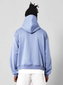 SUMWON Áo hoodie trùm đầu Essential Regular Fit - Màu xanh bụi bặm - Xem 2