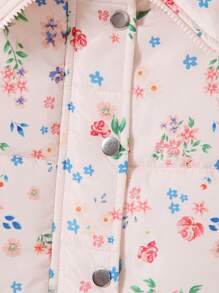 SHEIN Tween Girl 1 件小碎花印花夹棉外套 - 粉色 - 查看 6