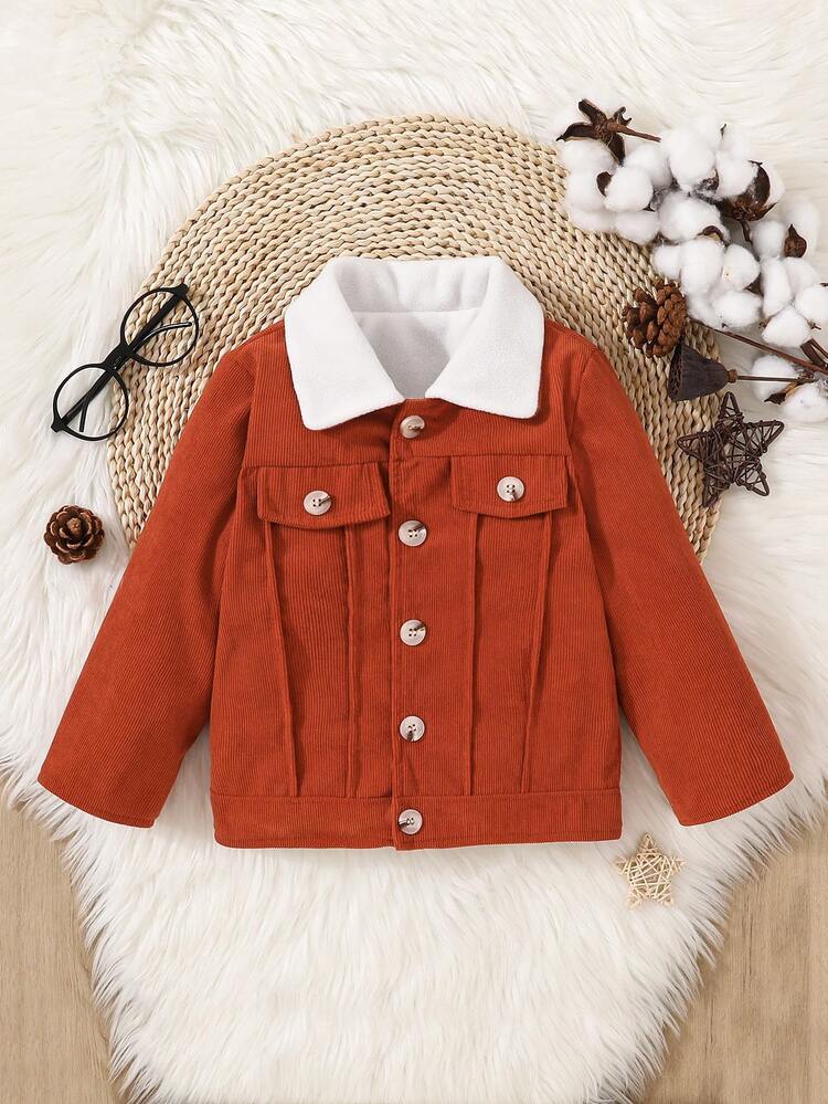 Baby Boy Flap Detail Borg Collar Coat