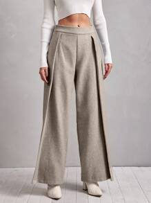 EURMUSE Women's Drawstring Wide Leg Pants - Light Grey - View 3