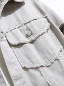 Manfinity Homme Men Plus Flap Pocket Denim Jacket Without Hoodie - Apricot - View 4