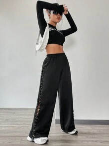 SHEIN Essnce Pantalones De Mujer Para La Higiene - Negro - Ver 3