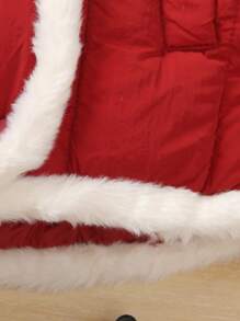 SHEIN Young Girl Contrast Binding Snap Button Front Padded Coat - Red - View 3