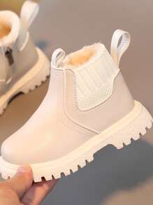 Trẻ em Giày ống Em bé Mùa Đông Ấm áp Giày bốt ngắn - Màu be - Xem 4