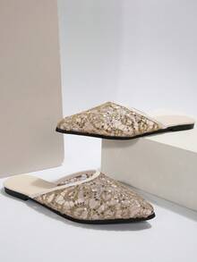 Women's Sequin Embellished Flats - Gold - View 4
