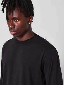 SUMWON Áo thun tay dài Essential Regular Fit - màu đen - Xem 4