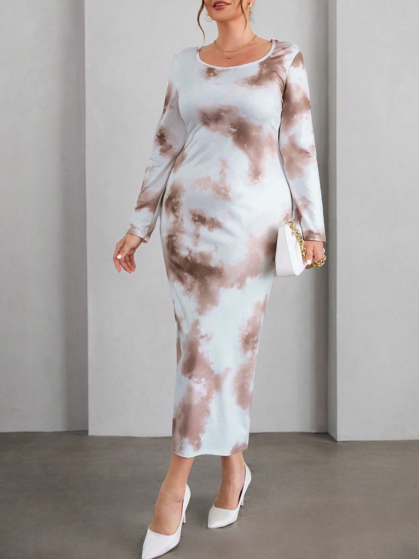 SHEIN Essnce Plus Tie Dye Scoop Neck Dress SHEIN USA