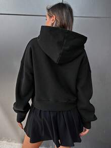 Cottnline 字母圖案落肩袖連帽衫