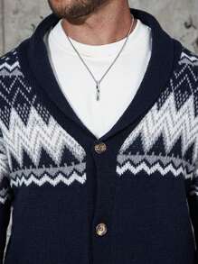 Extended Sizes 男士大碼開襟衫 - 藍色 - 查看 4