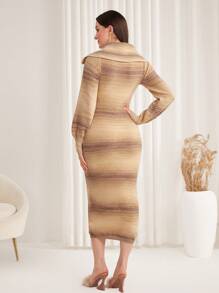 Modelyn Striped Pattern Sweater Dress Fall Cloth For Women - Multicolor - View 2