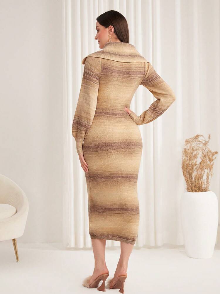 Striped Pattern Sweater Dress Fall Cloth For Women