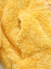 男小童3D耳朵設計連帽搖粒絨外套 - 黃色 - 查看 3