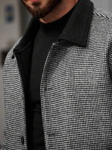 Manfinity Homme Nam Cổ áo tương phản Túi có nắp Áo khoác - Đen và trắng - Xem 3