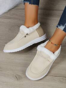 前繫帶女性冬天雪地靴 - 米色 - 查看 4