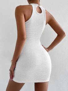 VaVaBold Solid Waffle Knit Bodycon Dress