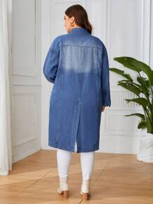 SHEIN Privé 女性大碼牛仔夾克 - 藍色 - 查看 2