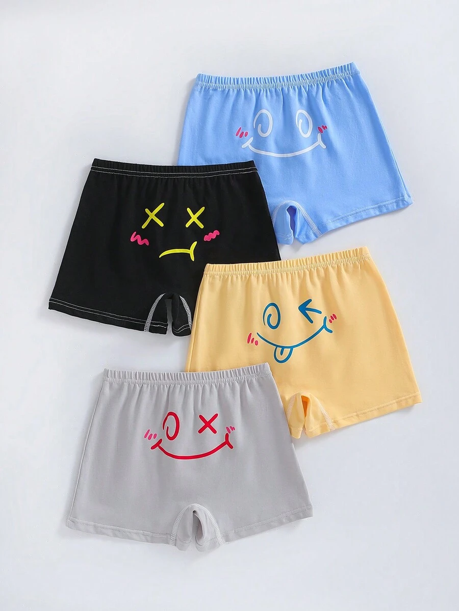 Quần lót Boxer in họa tiết hoạt hình cho bé trai 4 chiếc/gói - Nhiều màu - Xem 1