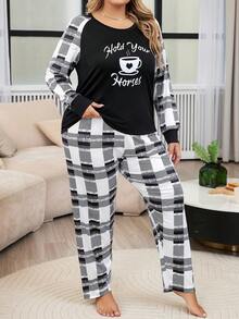 Kích thước lớn Giải trí Kẻ sọc Bộ đồ ngủ - Nhiều màu - Xem 5