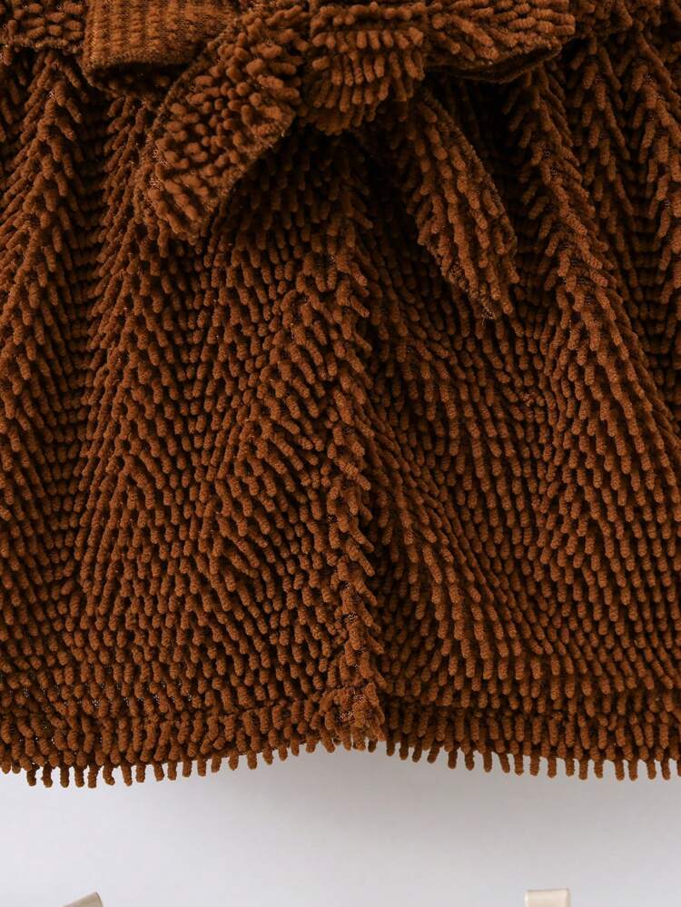 Young Girl 1pc Open Front Belted Coat