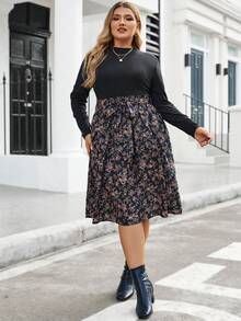 SHEIN Clasi 隨機印花大尺碼兩件套 - 黑色 - 查看 4